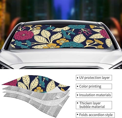 Miniatura 5 de Art red Blue and Yellow Flower Garden Sun Visor Protector Blocks UV Rays Keep Cool for Most Sedans SUV Truck Automotive Truck Passenger Car Minivan