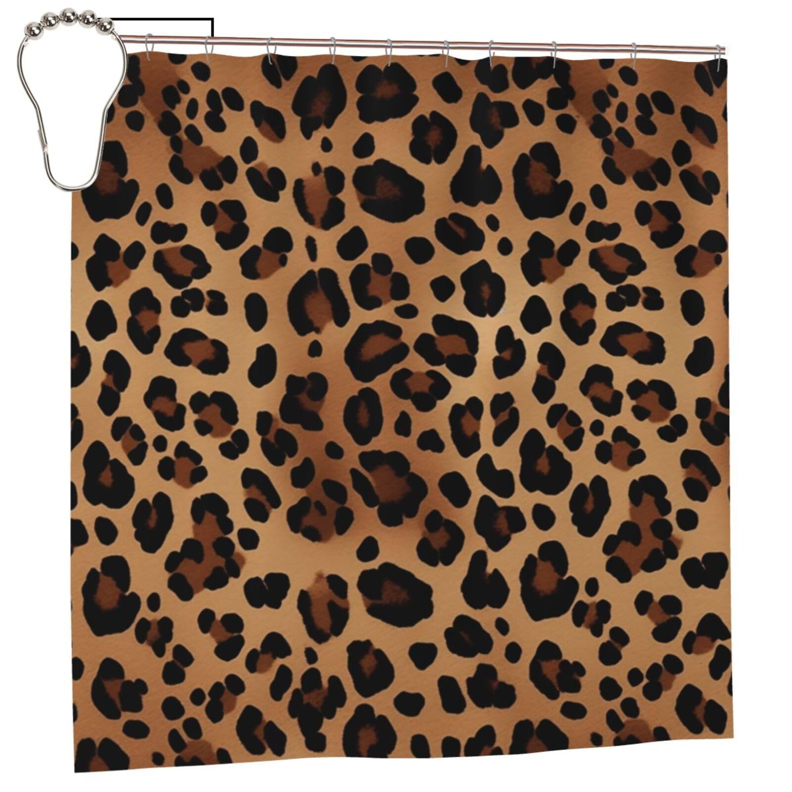 Rideau de douche léopard 183x183 imperméable et lavable avec 12 crochets