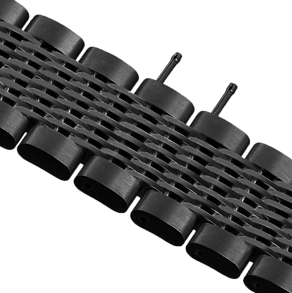 Kai Tian Premium-Uhrenarmband, 18 mm, 20 mm, 22 mm, 24 mm, gebürstet, poliert, Edelstahl, Metallgeflecht, Doppelschlösser, Taucherverschluss, Armband für Herren und Damen, Silber, Schwarz, Gold