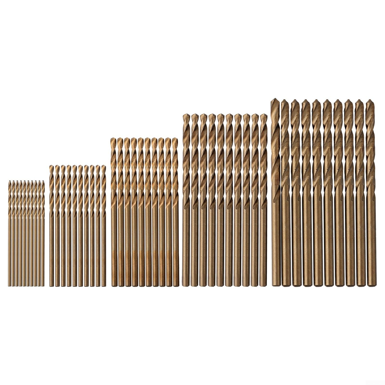 Juego de 50 brocas HSS para cobalto M35, punto de división de 135° para acero inoxidable y metales de alta resistencia, tamaños surtidos de 1 mm a 3 mm