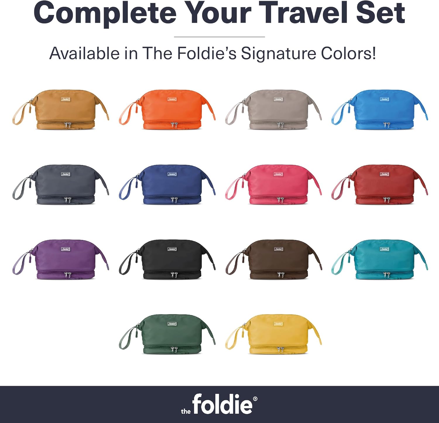 The Foldie Travel Toiletry Bag for Women & Men - Waterproof Travel Makeup Bag with Compartments - Wide-Open Cosmetics Pouch Bag - Easy to Clean Travel Bag for Toiletries & Makeup Brushes - Teal