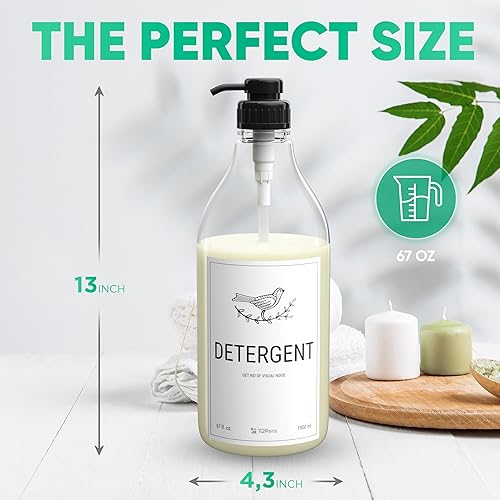 Miniatura 4 de 112Pens Dispensador de detergente líquido para ropa y dispensador de suavizante de tela de 67 onzas, recipientes de plástico duro para detergente -
