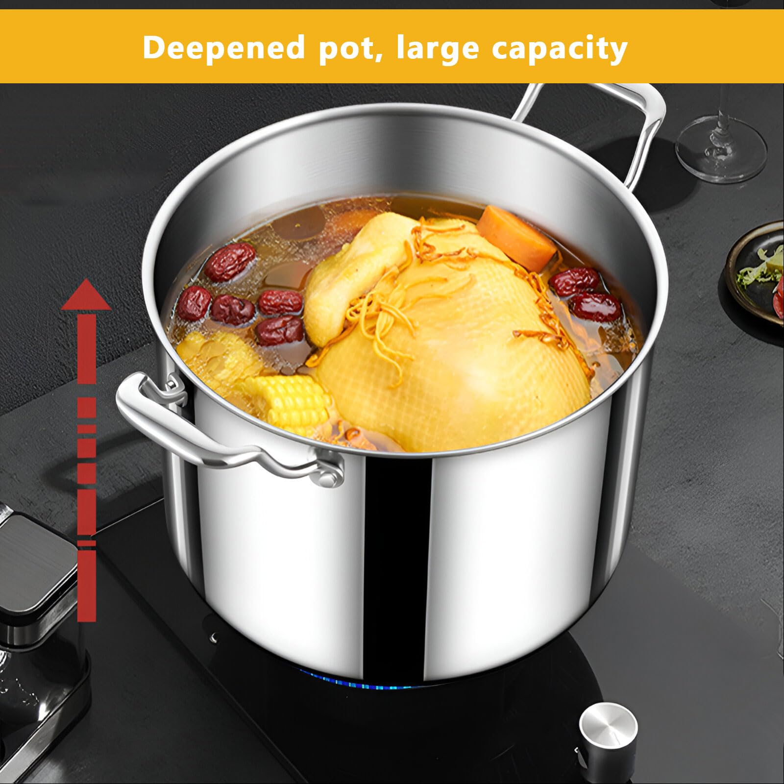 Robuster 20 cm Suppentopf aus Edelstahl 316 – Vielseitiger Dampfgarer und Kochtopf mit Deckel für Eintöpfe, Knödel, Saucen und Suppen – Langlebiges Kochgeschirr für Hobbyköche