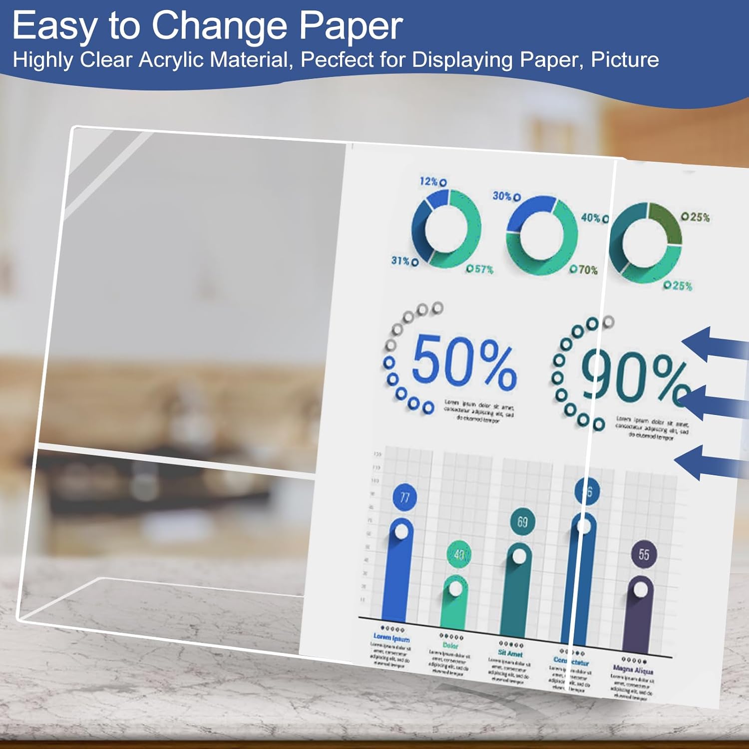 Slanted Back Acrylic Sign Holder 6 x 4, Acrylic Stands for Display Frame, Clear Plastic Tabletop Paper Sign Holder for Office, Home, Restaurant (6 Pack 6x4 Inches) - Image 3