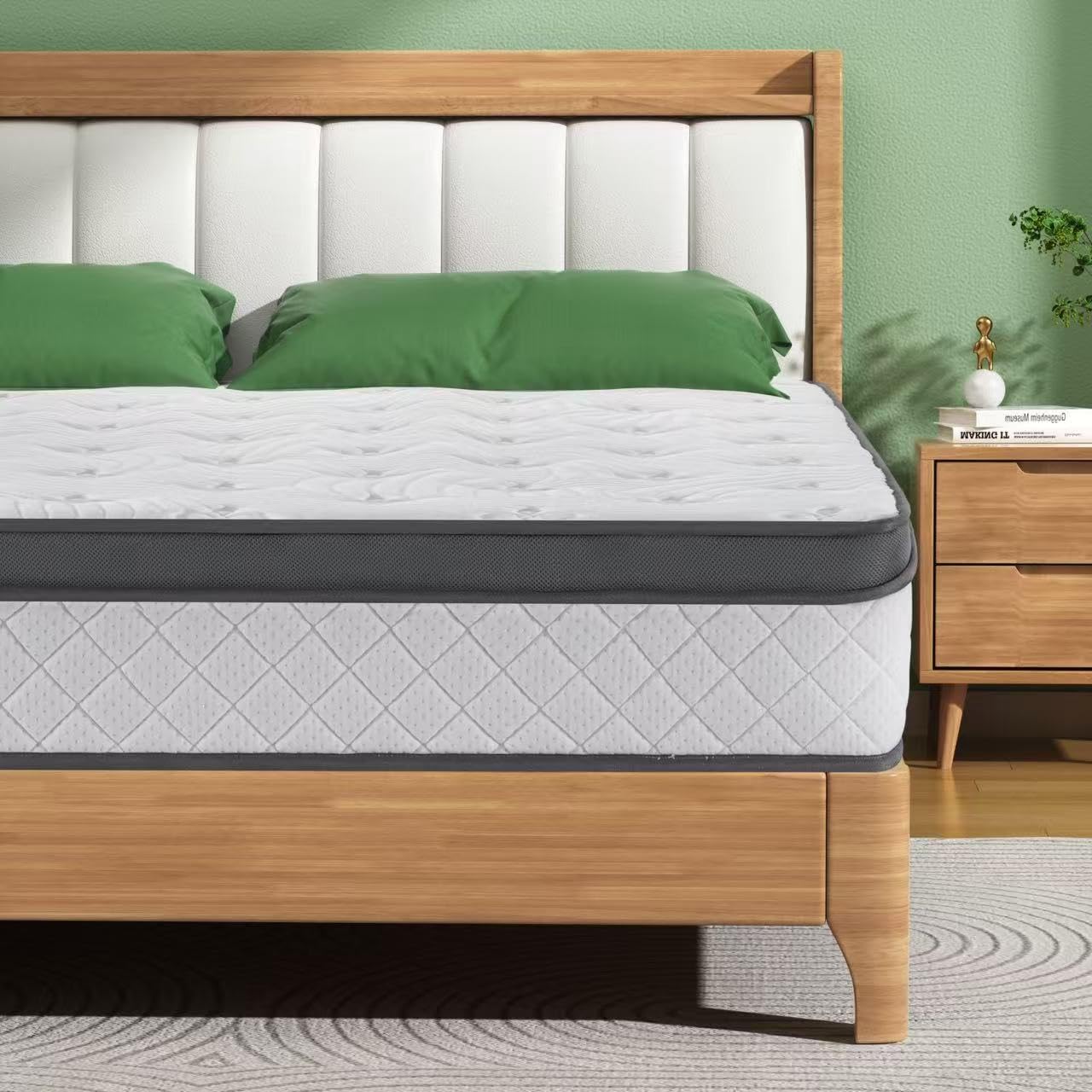 Swan Home Living 4FT6 Double Mattresses - 9 inch deep Memory Foam & Pocket Sprung Mattress, Orthopedic Mattress Double for Pressure & Back Pain Relief, Medium Firm