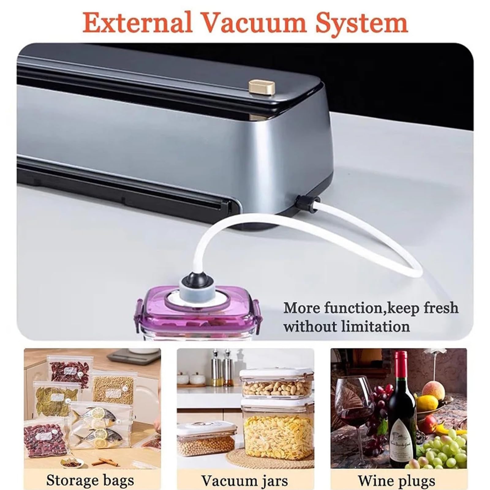 Máquina selladora al vacío, ahorradora de alimentos con succión de 85 Kpa, detección automática de alimentos secos y húmedos, incluye rollos, bolsas y cortador para almacenamiento de cocina