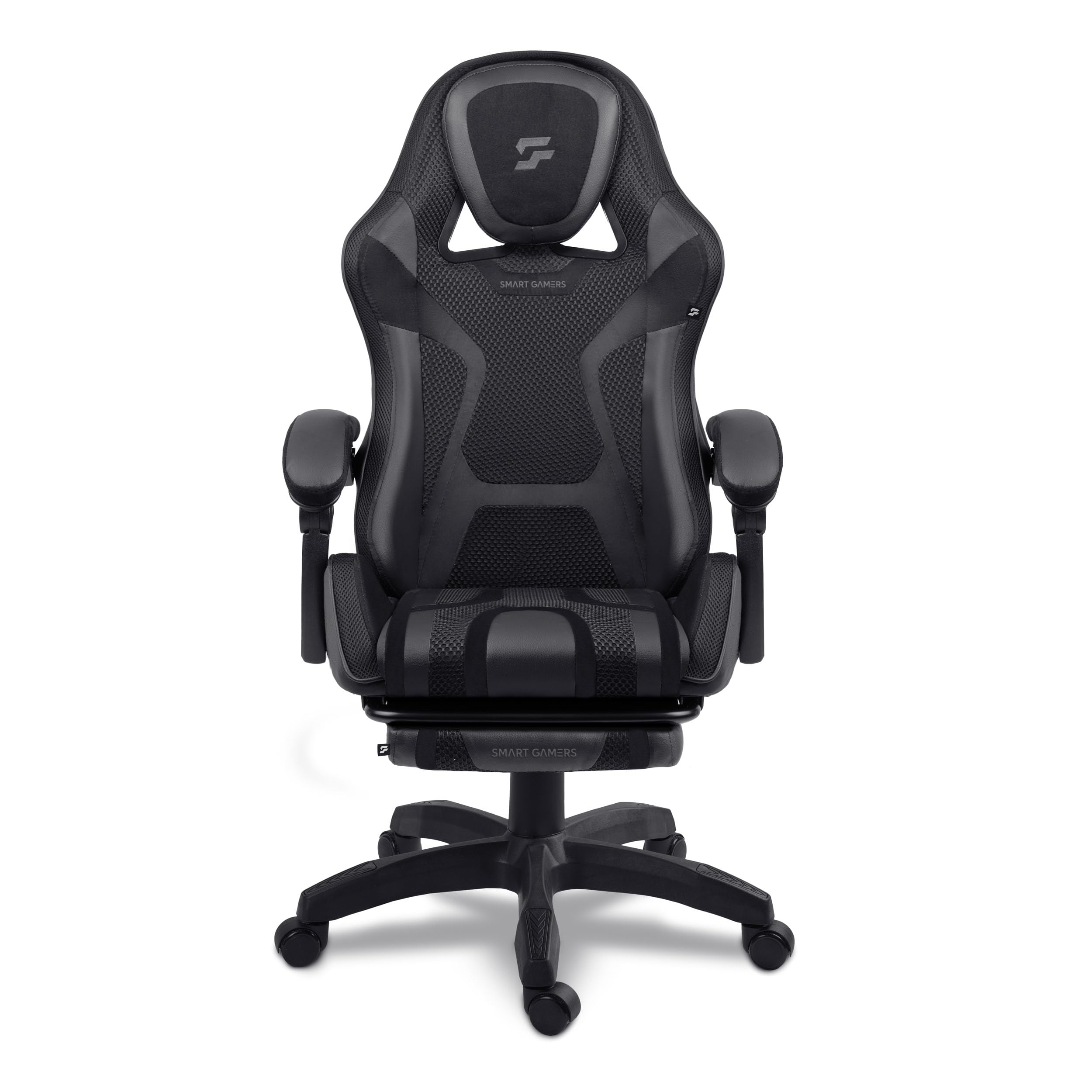 Fotel gamingowy - Ergonomiczne krzesło biurowe dla gracza - Z podnóżkiem kubełkowym - Regulowane i obrotowe - Do pracy, grania i relaksu - 120 kg - Czarny