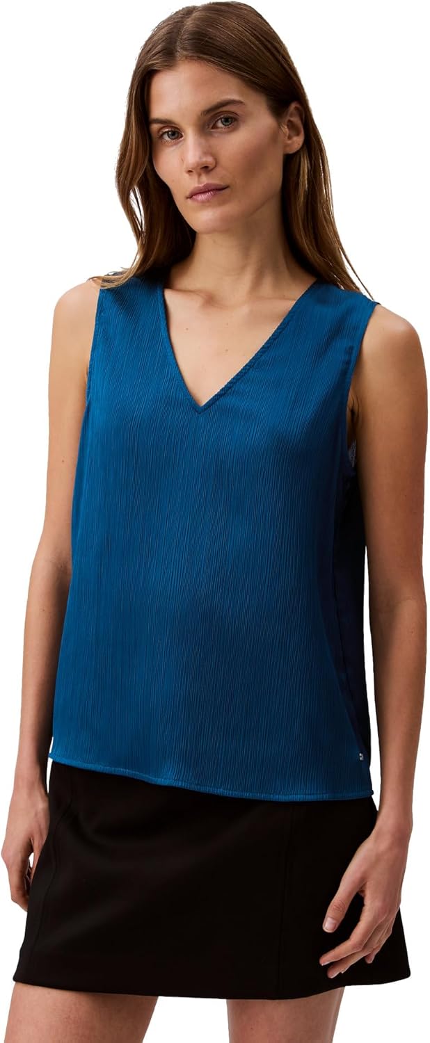 Calvin Klein Jeans Womens Plisse V Neck Tank Top