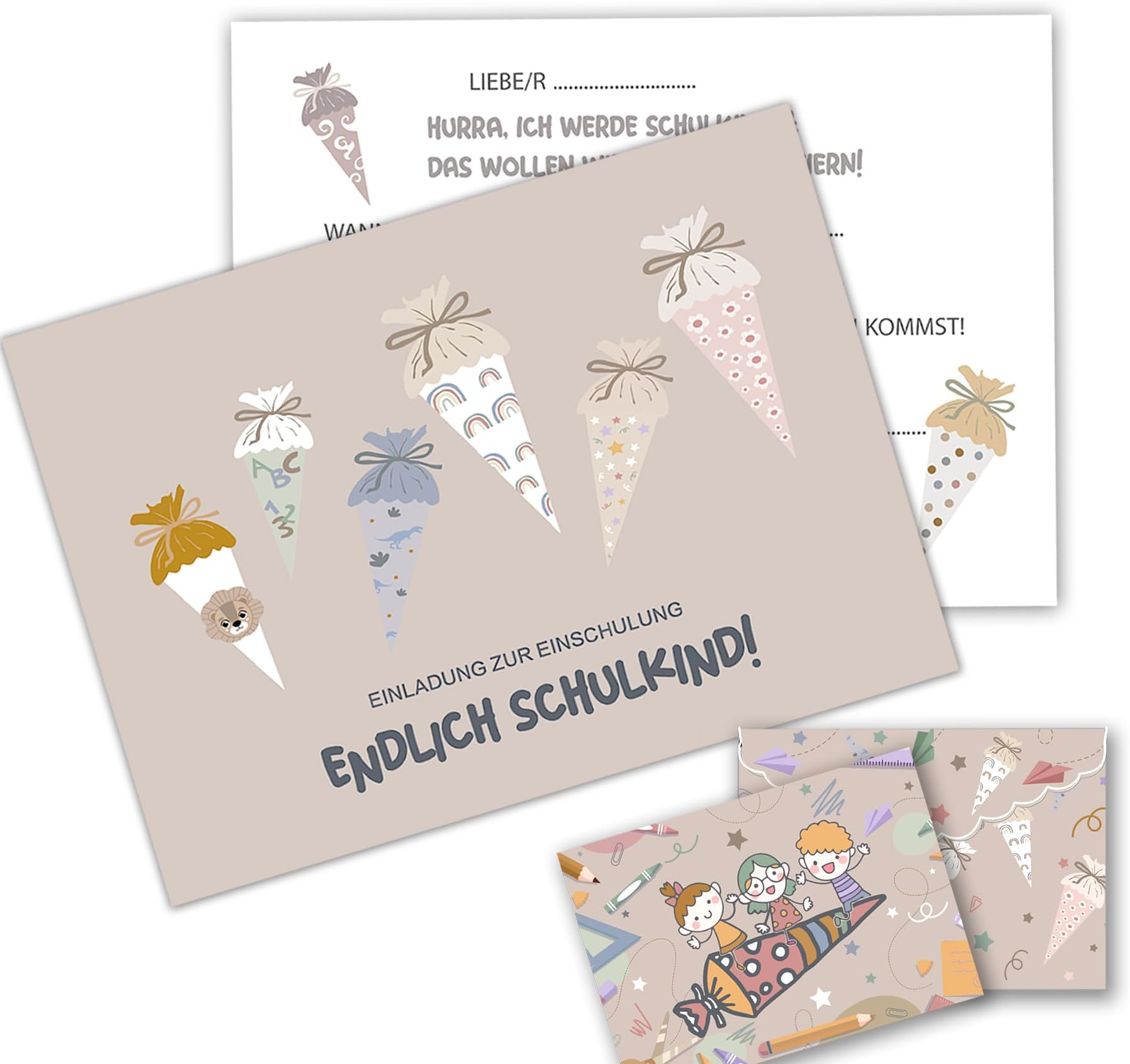 8 Einschulungseinladungen Mit Krönchen-Design - Süße Karten Für Den Großen Tag