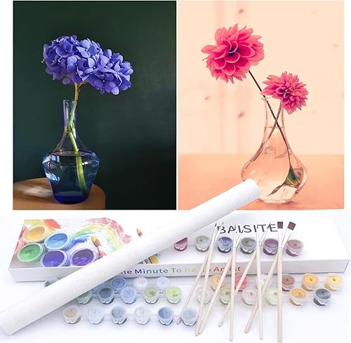 Miniatura 11 de BAISITE 0304 - Kit de pintura por números para adultos principiantes; paquete de 2 lienzos de 8 pulgadas de ancho x 12 pulgadas de largo; caja