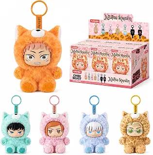 puremind JJK ちび獣 ぬいぐるみ フルボックス アニメブラインドボックス6個セット | 隠れたキャラクター、柔らかいプラッシュの質感、ビニールのフェイスディテール、バッグチャームアクセサリー、棚ディスプレイ、アニメコレクターギフト