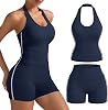 Conjunto Deportivo Mujer 2 Piezas Top Crop Halter y Shorts Levanta Cola 1