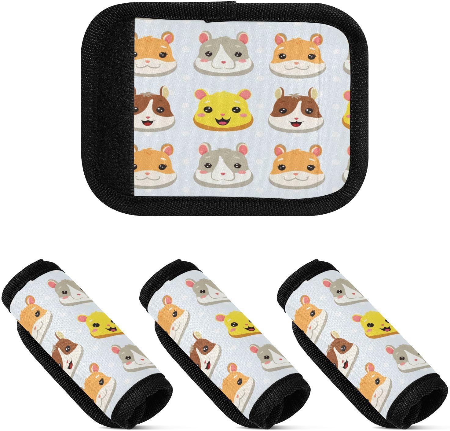 Hamster Faces Luggage Handle Wrap 2 Pack Suitcase Identifier - Travel Bag Wraps Travel Accessories for Airport Cruise