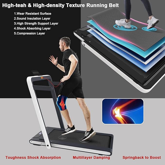 Caminadora Plegable con Control Remoto para Caminar y Trotar, Diseño Compacto con Pantalla LCD, Blanco miniatura 6