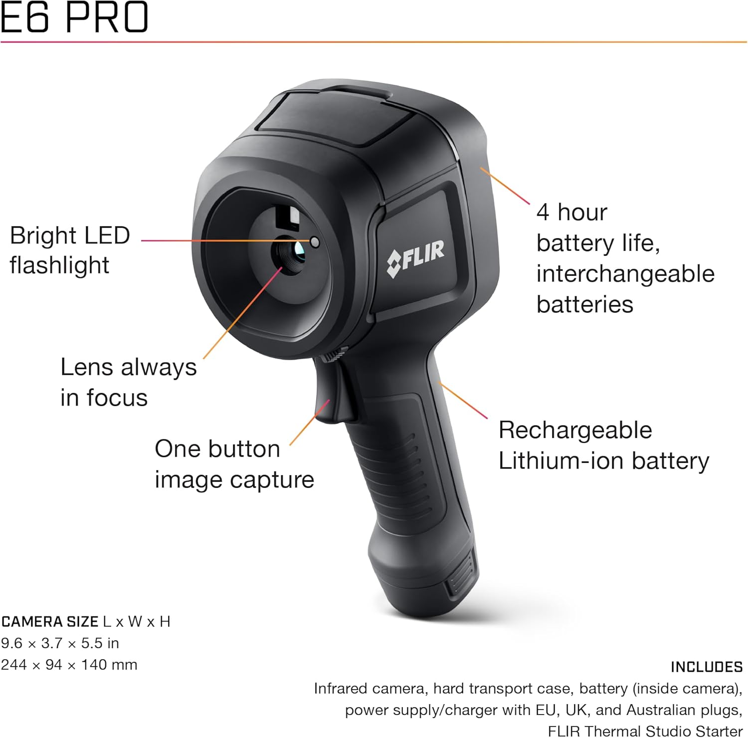 FLIR E6 Pro Physical Features