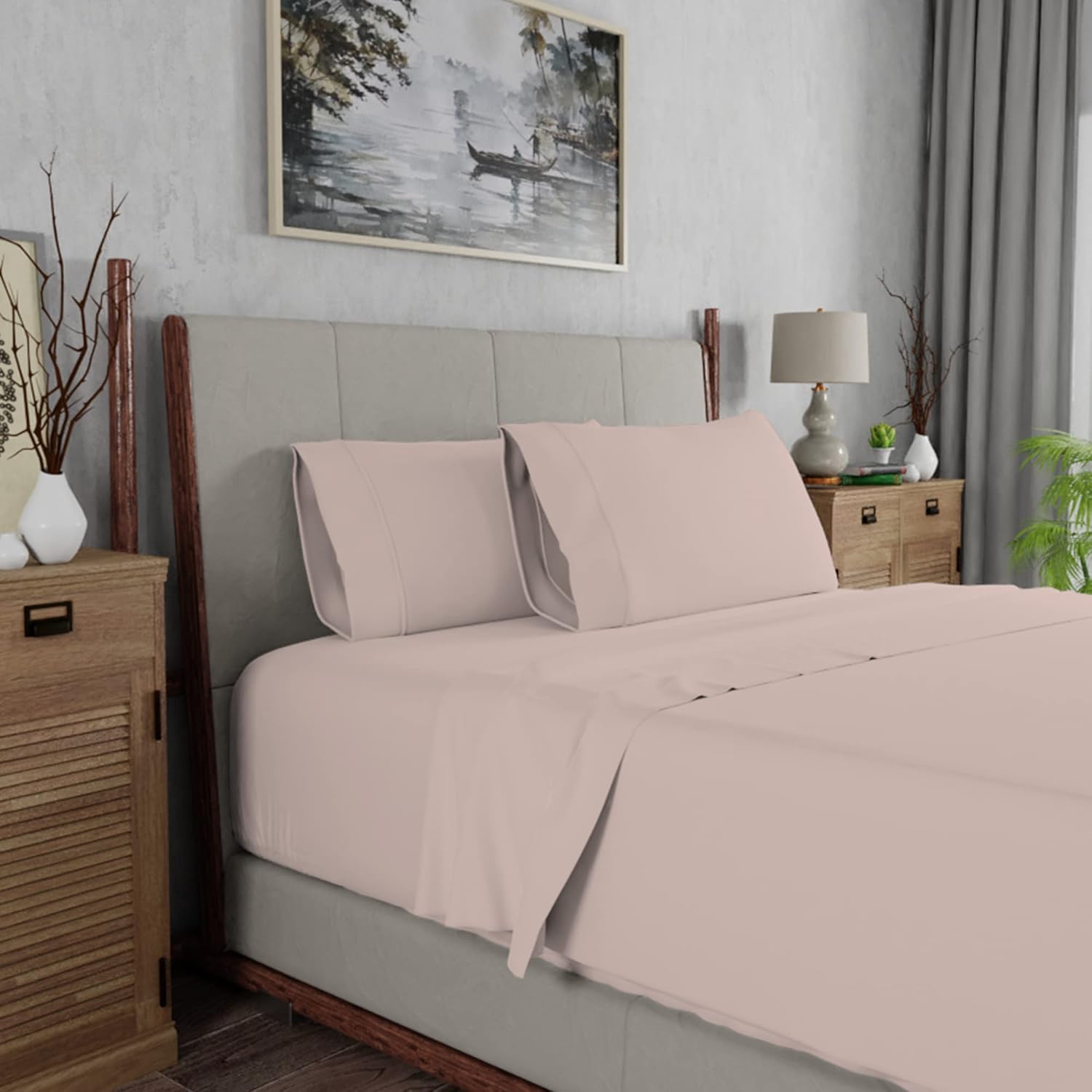 Color Sense Rich Cotton Blend WrinkleResistant Sheet Set Brushed for Extra