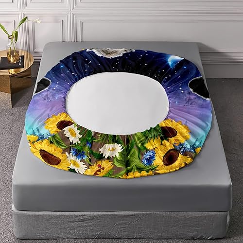 Miniatura 6 de HOSIMA Sábana bajera ajustable con estampado de vaca con 2 fundas de almohada, juego de ropa de cama con temática de animales de granja, girasol,