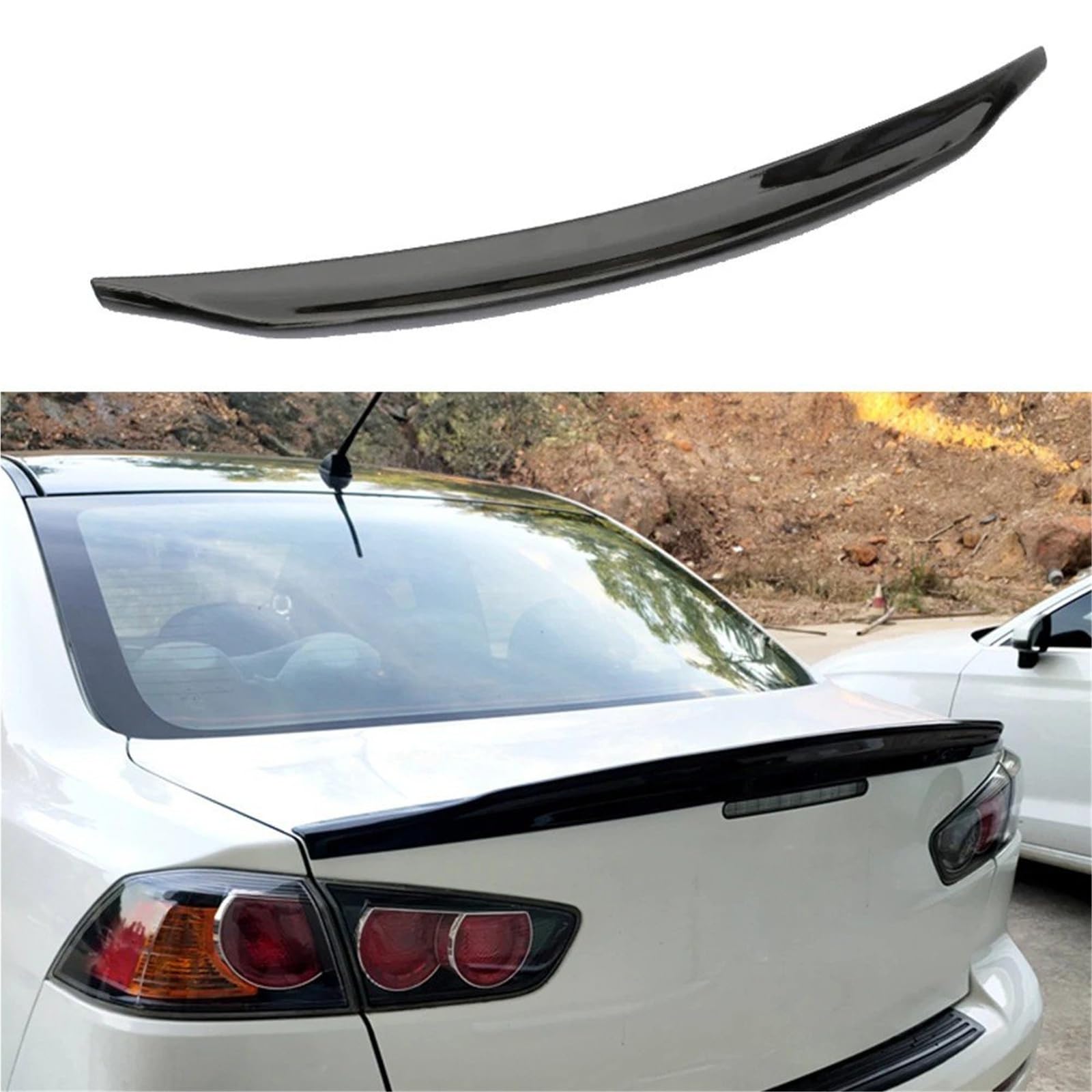 Dla M&ITSUBISHI Dla Lancer EX Evo 2009-2016 Lotka Tylny Spoiler Bagażnika Skrzydło Na Klapie Akcesorium Dekoracyjne Spojler Tylny Trunk Wing(Glossy Black)