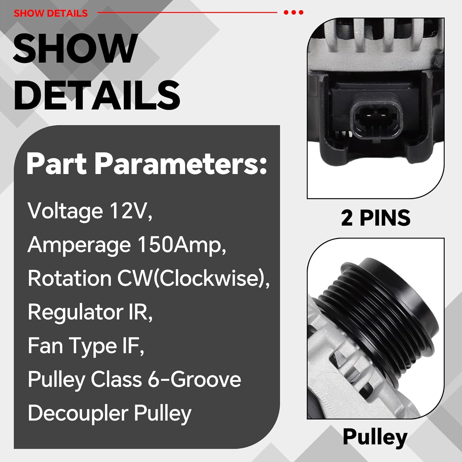 104211-8340 14007N Alternator Compatible with Escalade/Express/Silverado/Suburban/Tahoe/Savana/Sierra/Yukon/Yukon XL Replace 84143543 104211-9110