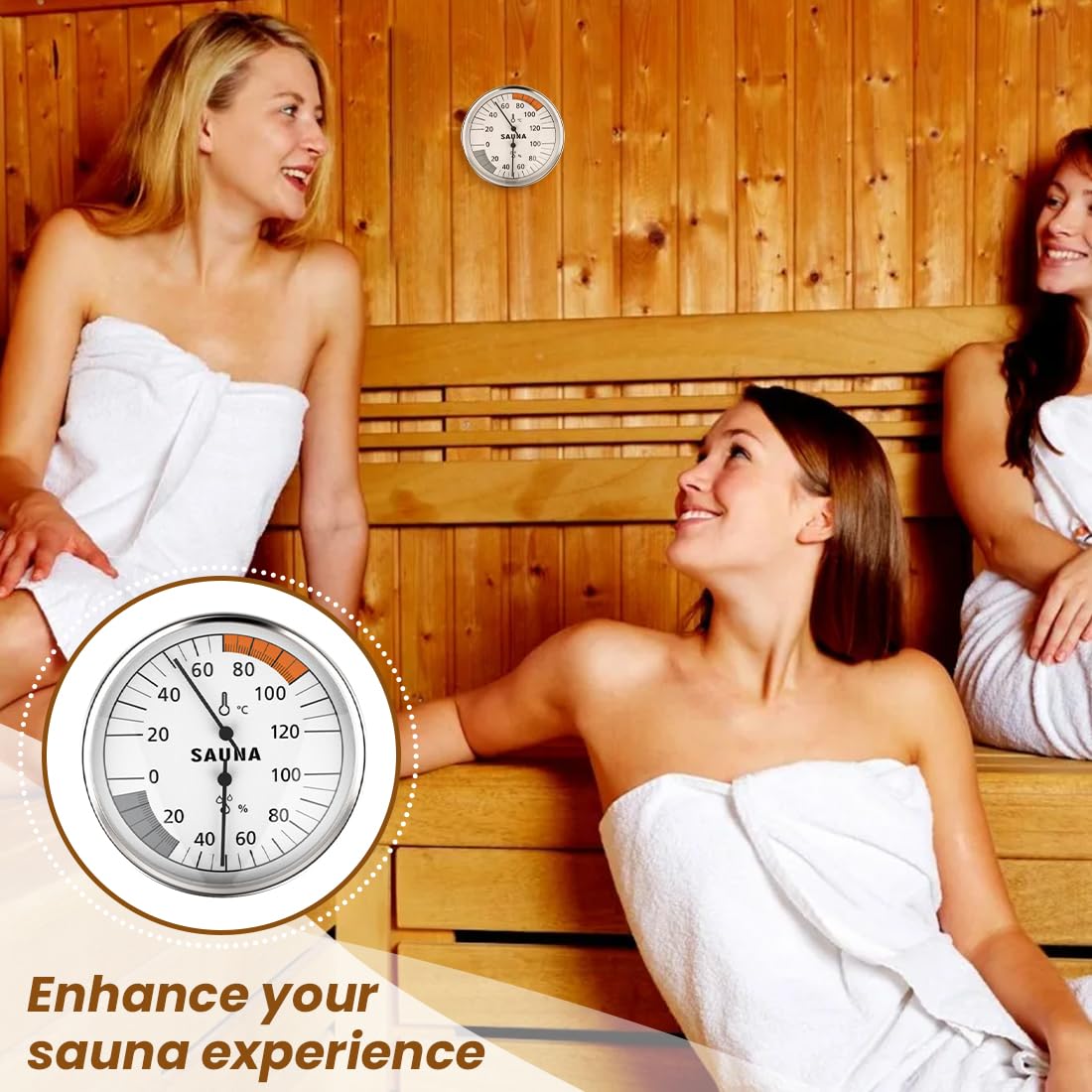 2in1 saunathermometer sauna thermometer hygrometer Besonders präzises Saunathermometer Automatische Kalibrierung-Hygrometer Thermometer Sauna