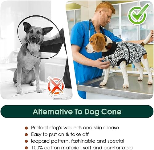 Miniatura 51 de Kuoser Traje de cirugía para perro, cómodo traje de recuperación para perros, mameluco protector posoperatorio, alternativa suave al cuello E
