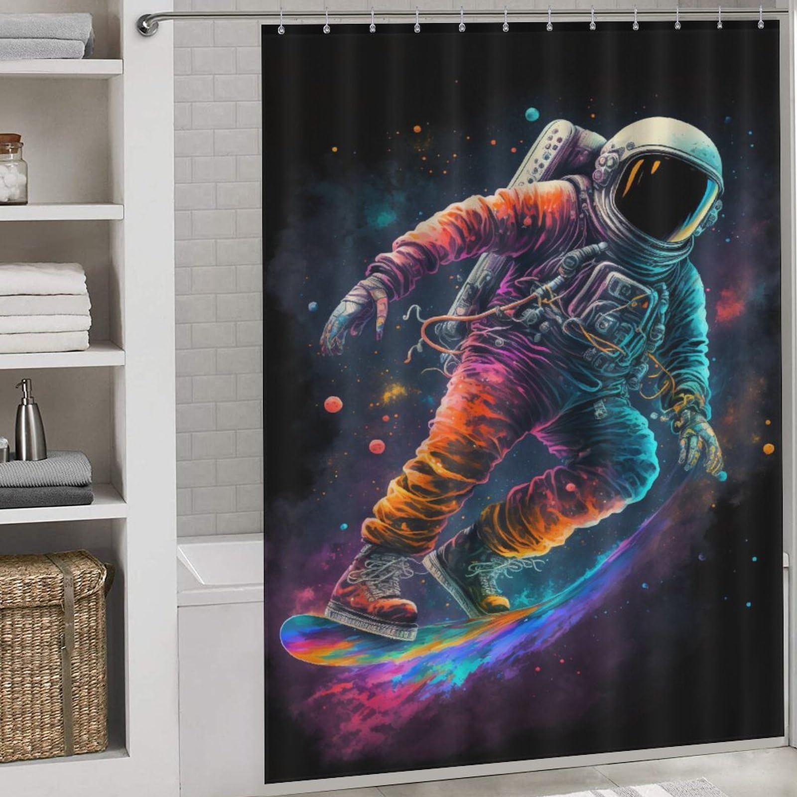 Rideau de douche astronaute : finis la rouille et les nettoyages difficiles