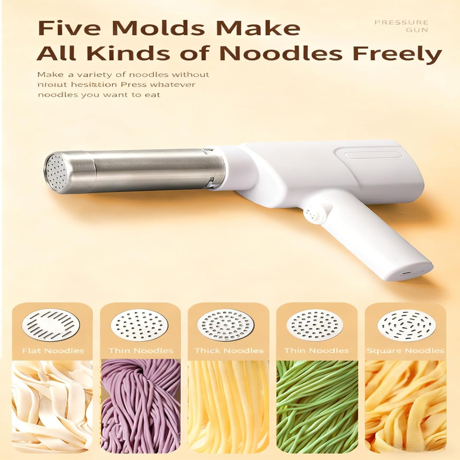 Portable Electric Pasta Maker 1500Mah Rechargeable Pastas Machine Home Appliance Intelligent for Family Breakfast Automatic Machine
