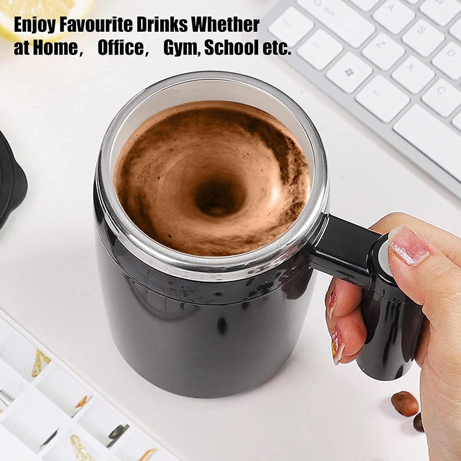 Fully Automatic Mixing Cup Magnetic Suction Charging Electric Mixing Cup Stainless Steel Intelligent Mixer Heating Mixer Gift Bottle Magnetism charging main image upgraded white (third generation)