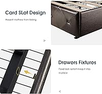 Vista 54 de WEEWAY Base de cama de plataforma de tamaño matrimonial con 4 cajones de almacenamiento, cabecera capitonada con botones de costura de diamante