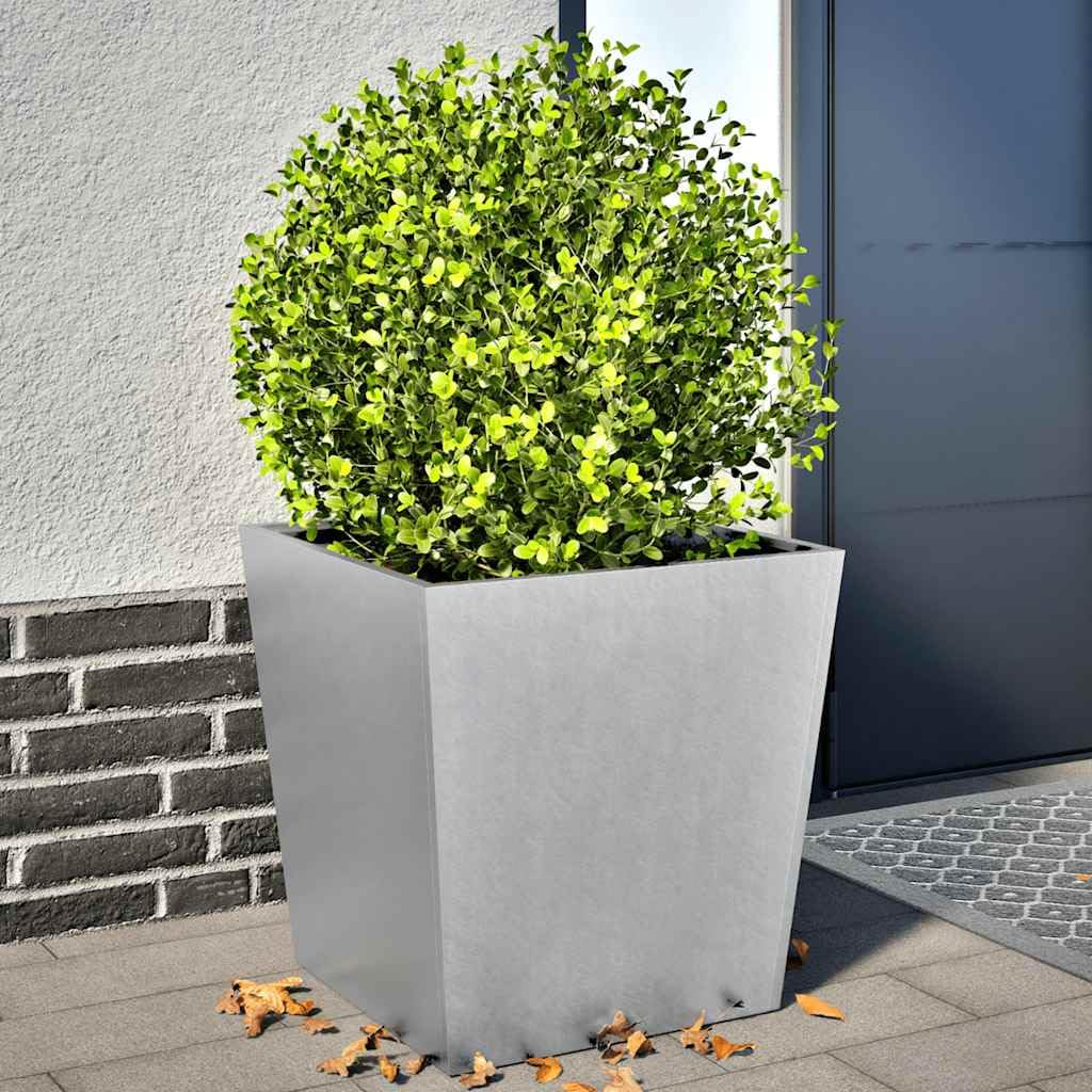2 vasi per piante, 50 x 50 x 50 cm, in acciaio zincato