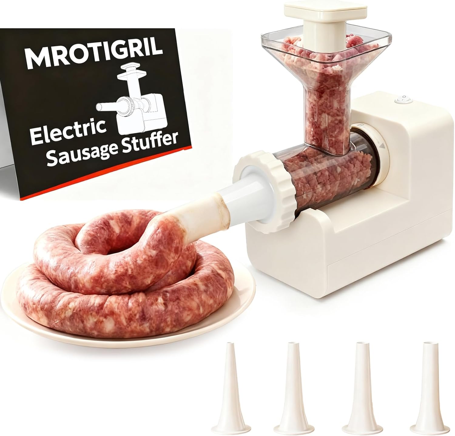 Electric Sausage Stuffer Machine: 4 Stuffing Tubes – One‑Button Start Sausage Stuffer: Effortless, 11lbs Meat in 5 Minutes – Time-Saving Homemade Sausage Maker for Hot Dogs, Beef, Chicken