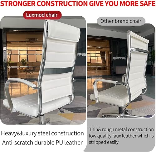 Miniatura 7 de LUXMOD Silla de oficina con reposabrazos, silla giratoria ajustable en piel vegana duradera, sillas de escritorio ergonómicas para respaldo extra y