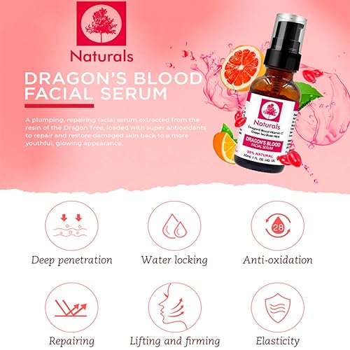 Miniatura 3 de Naturals Dragon's Blood - Suero facial con vitamina C, té verde, procesamiento en frío, cuidado de la piel vegano, 1.0 fl oz / 1 onza líquida