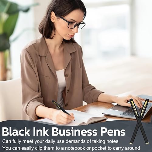 Miniatura 5 de Outus 150 bolígrafos de tinta de gel negra a granel de 0.020 in, bolígrafo negro a granel de punta ultra fina, bolígrafos de gel para oficina,