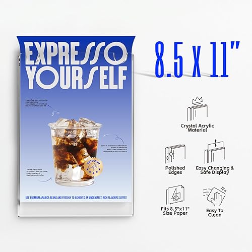 Miniatura 2 de NIUBEE Paquete de 30 soportes acrílicos para letreros de 8.5 x 11 pulgadas, marco transparente para montaje en pared, soporte de plástico perfecto