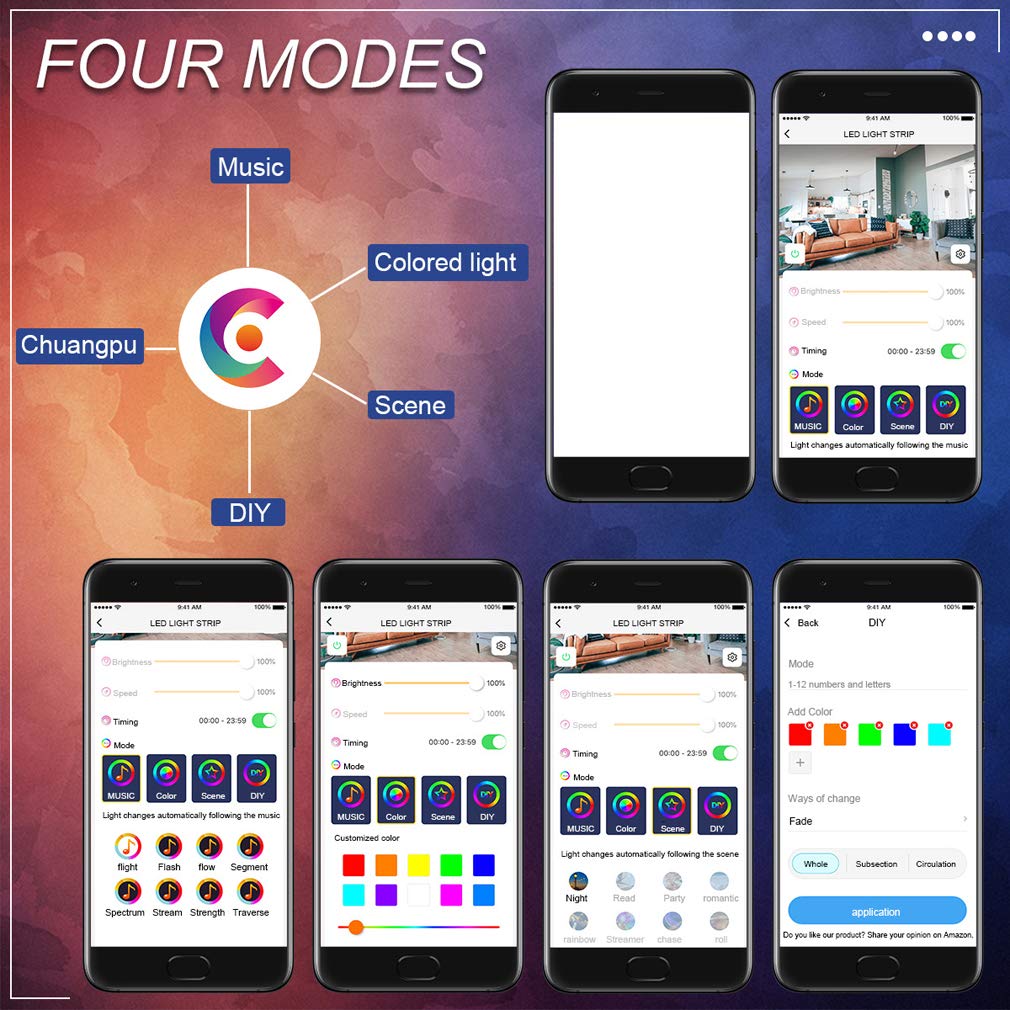 Tira Led RGB 5M, Luces Led Smart 5050 Control App Habitacion con Controlador WiFi Sincronizar Música 24 Teclas Control Remoto RF Luz De Ambiente para El Hogar Dormitorio Habitación TV Fiesta,20M