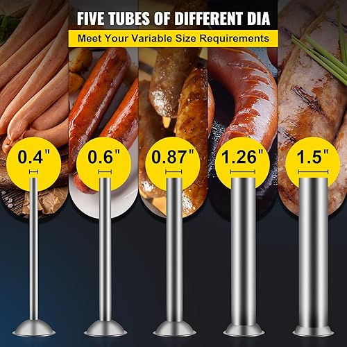 Miniatura 5 de Happybuy Máquina de salchichas horizontal de 5 L11 libras con 5 boquillas de llenado para uso doméstico y comercial de acero inoxidable