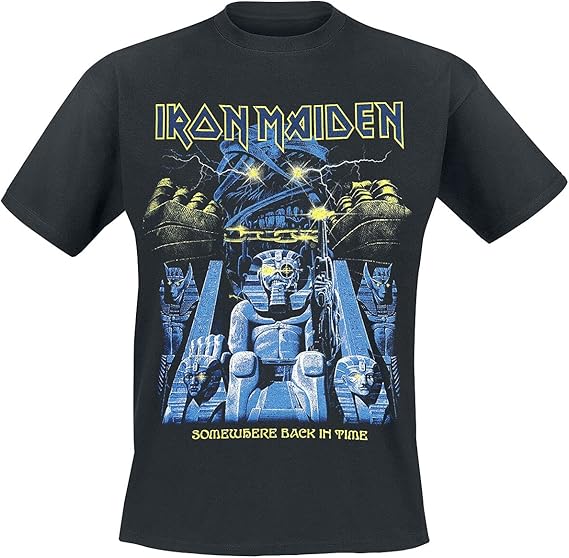 Iron Maiden Back in Time Mummy Hombre Camiseta Negro Regular