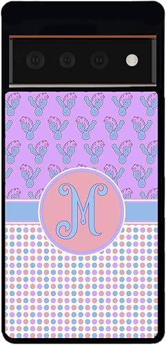 Miniatura 5 de Cats and Cactuses Polka Dots Personalized Initial Black Rubber Phone Case Compatible With Google Pixel 10, 10 Pro, 10 Pro XL, 9a, 9 Pro, Pixel 9,