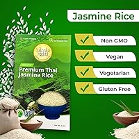 Vista 6 de 5 libras (LBS) de arroz jazmín tailandés Hom Mali premium Aprobado por chefs profesionales Marca Four Elephants Instrucciones de cocina