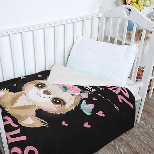 Miniatura 5 de Just A Girl Who Loves Sloths - Manta para niñas, suave y acogedora manta de franela esponjosa de perezoso negro y rosa, regalo para niños, manta