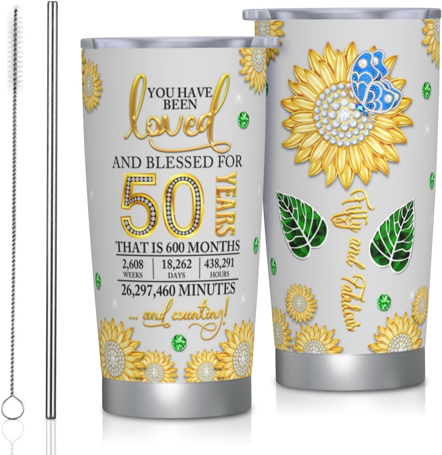 50th Birthday Gifts for Women Tumbler 20oz, 50th Birthday