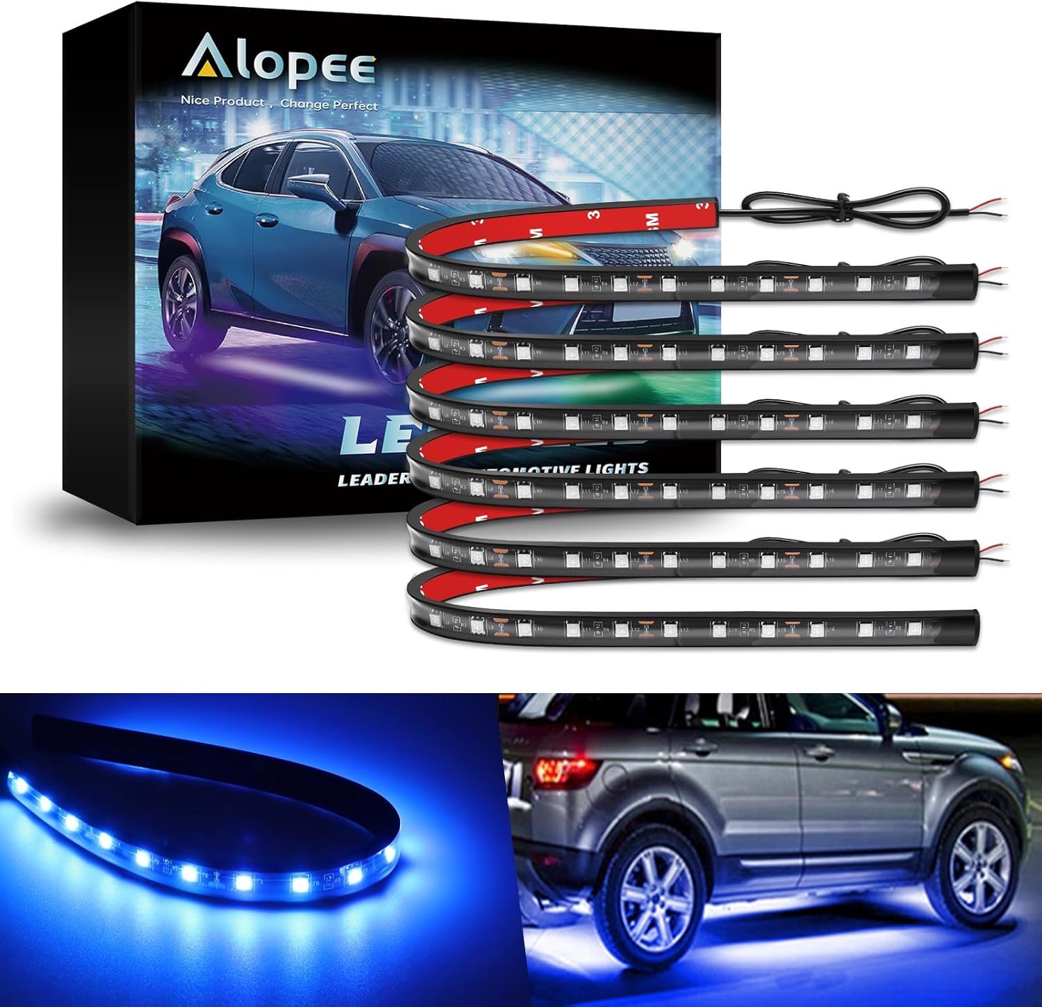 Alopee 6 Pack 12V Led Light Strip 32CM Blue Golf Cart Led Lights ...