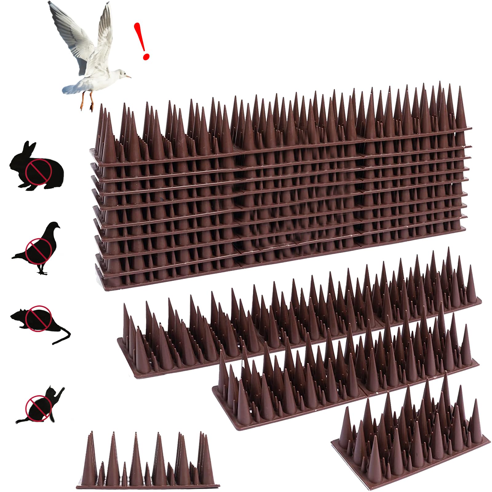 Photo 1 of Ephoou Bird Spikes for Outside to Keep Birds Away, 20 Pack Anti-Bird Spikes with Irregular Design : 19.6 Ft Spikes for Fence, Roof, Balcony, Effective for Cats, Squirrels, Pigeons, Brown