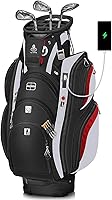 Vancropak Golf Cart Bag with 15-Way Dividers, USB Port, Waterproof Cover, Cooler Pocket - Top Golf Gifts for Men