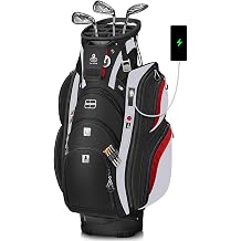 Vancropak Golf Cart Bag, Cool Mens Golf Gifts with 15 Way Divider Top | Cooler Pocket, Waterproof Protective Rain Cover, Shoe Compartment, Tracker Slot, USB Charging Port, Umbrella Holder