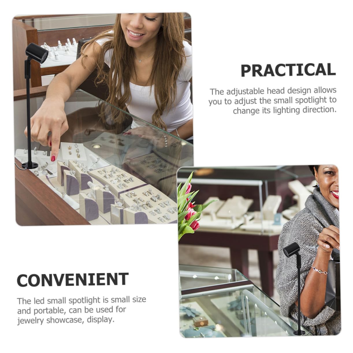 DOITOOL Jewelry Showcase LED Spotlight Small Standing Accent Light for Cabinets Display Cases and Dresser Natural Durable Indoor Lighting for Home and Business