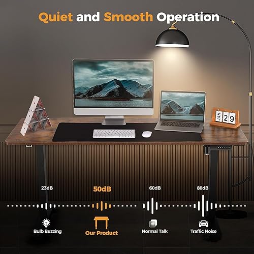 Miniatura 6 de Escritorio de pie de 59 x 24 pulgadas, altura ajustable, escritorio eléctrico para juegos, oficina en casa, estación de trabajo para computadora con