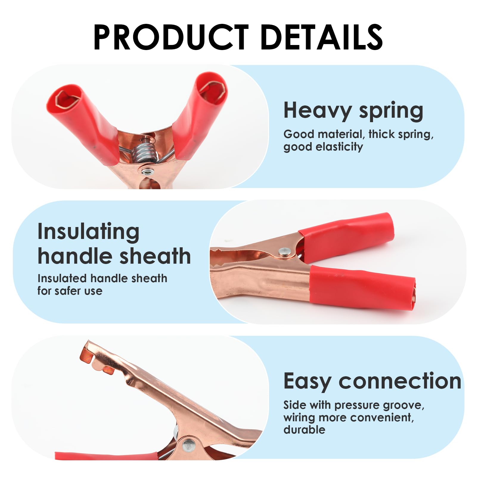 Clip A Coccodrillo Isolate 50A - Set Di 6 Pezzi | Per Cavi Batteria Auto, Camion, Veicoli - Foto 2