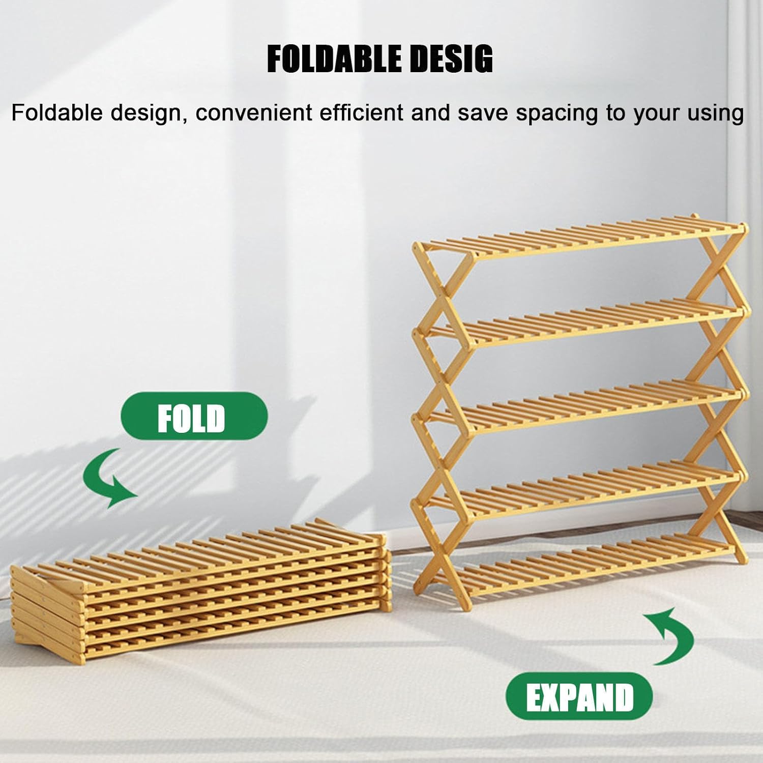 Diagram showing the plant stand in folded and expanded states